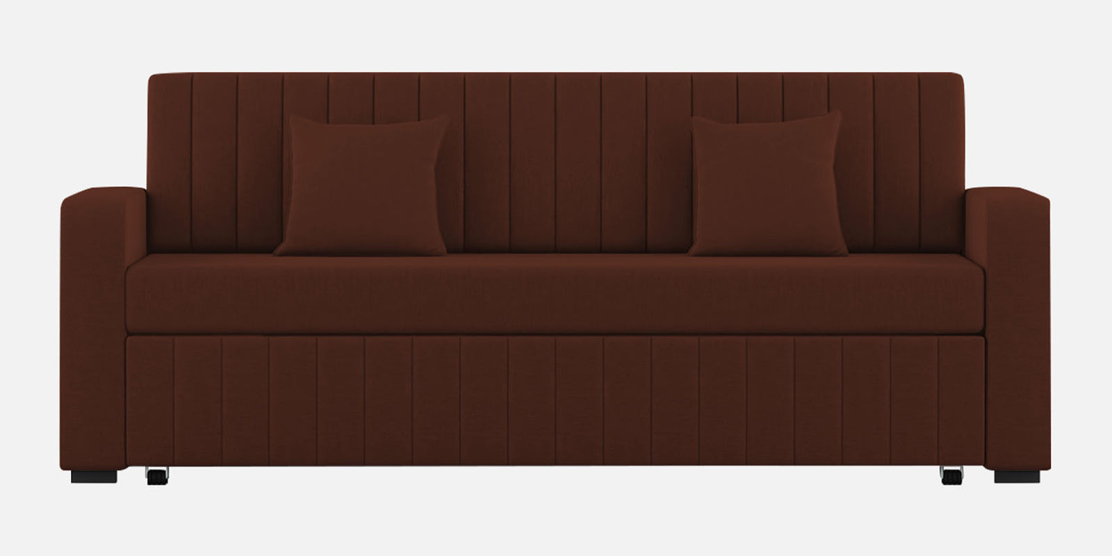 Calra Fabric 3 Seater Pull Out Sofa Cum Bed In Coffee Brown Colour