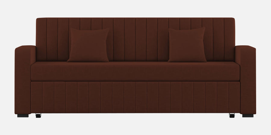 Calra Fabric 3 Seater Pull Out Sofa Cum Bed In Coffee Brown Colour With Storage - Febonic Living
