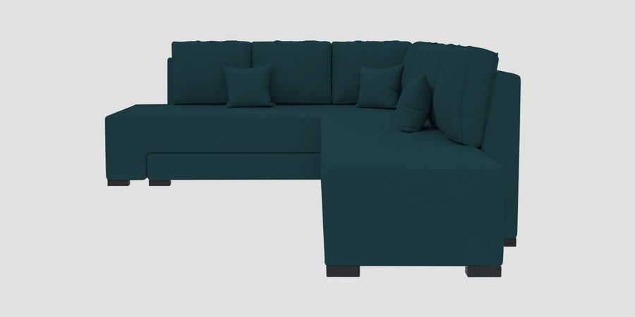 Corby Velvet Lhs 6 Seater Convertible Sofa Cum Bed In Arabian Green Colour - Febonic Living