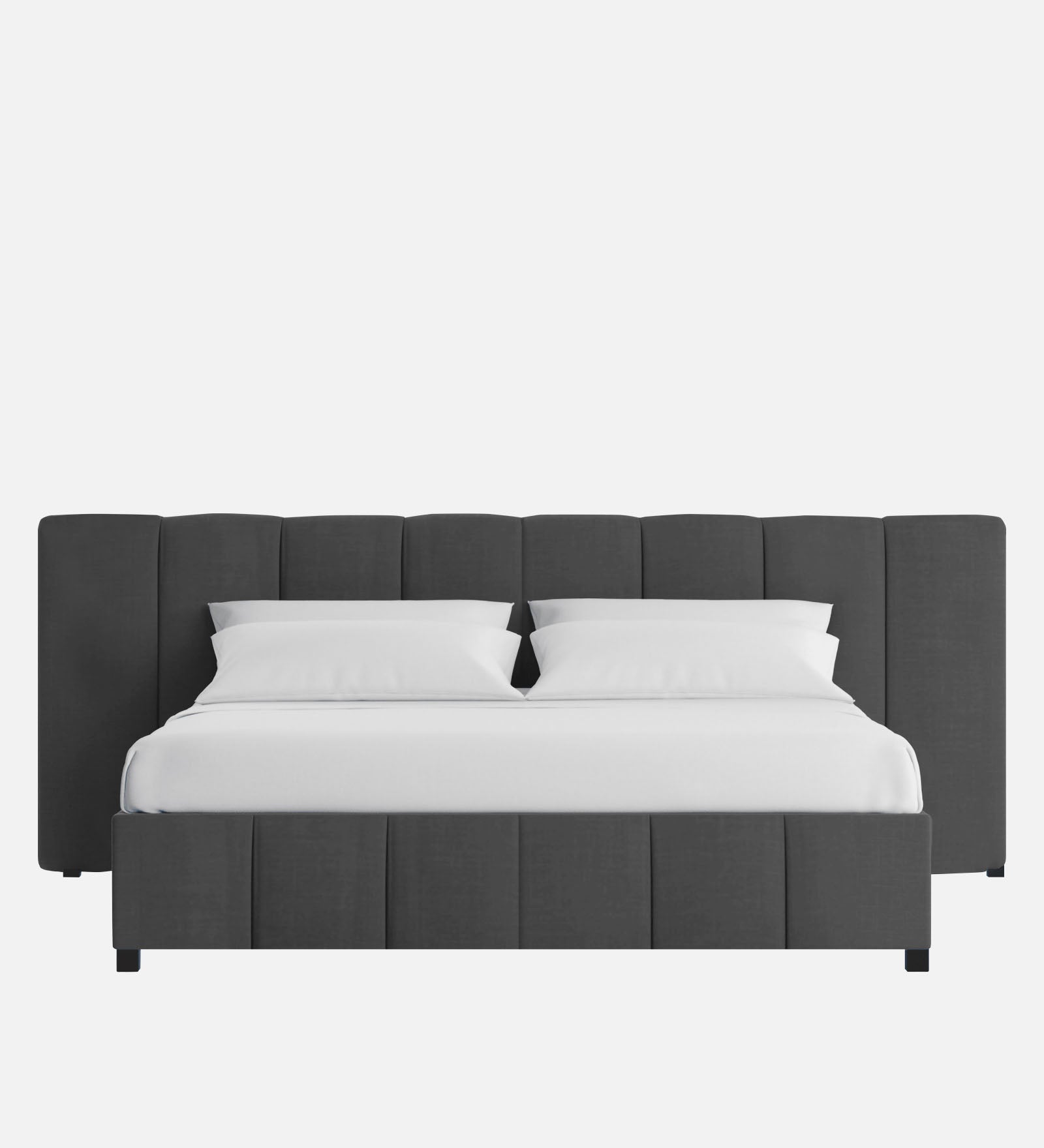 Nora Fabric King Size Bed In Charcoal Grey Colour