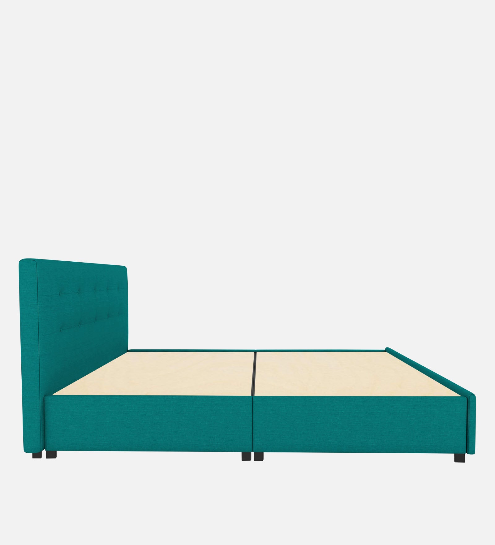 Lido Fabric Queen Size Bed In Sea Green Colour With Storage