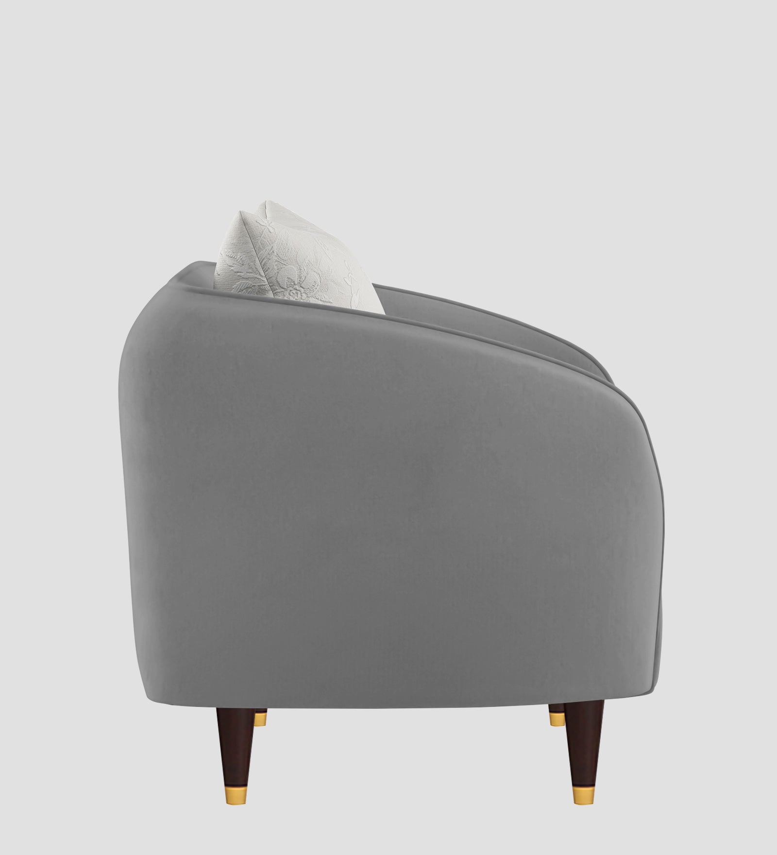Hairo Velvet 1 Seater Sofa In  Light Grey Colour - Febonic Living