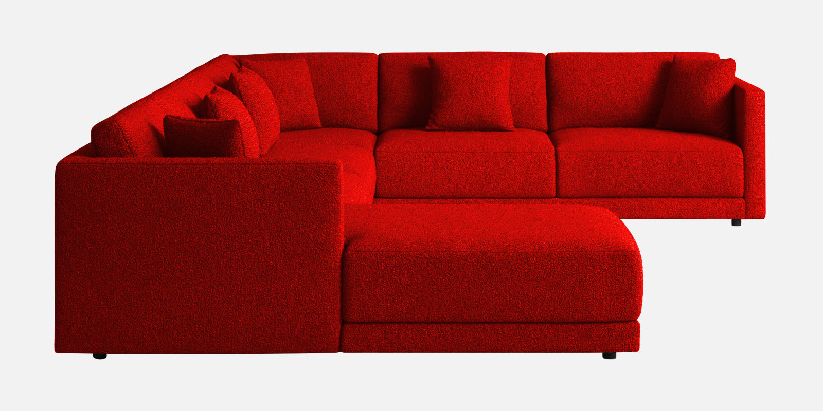 Carlin Fabric RHS 8 Seater Sectional Sofa In Ruby Red Colour