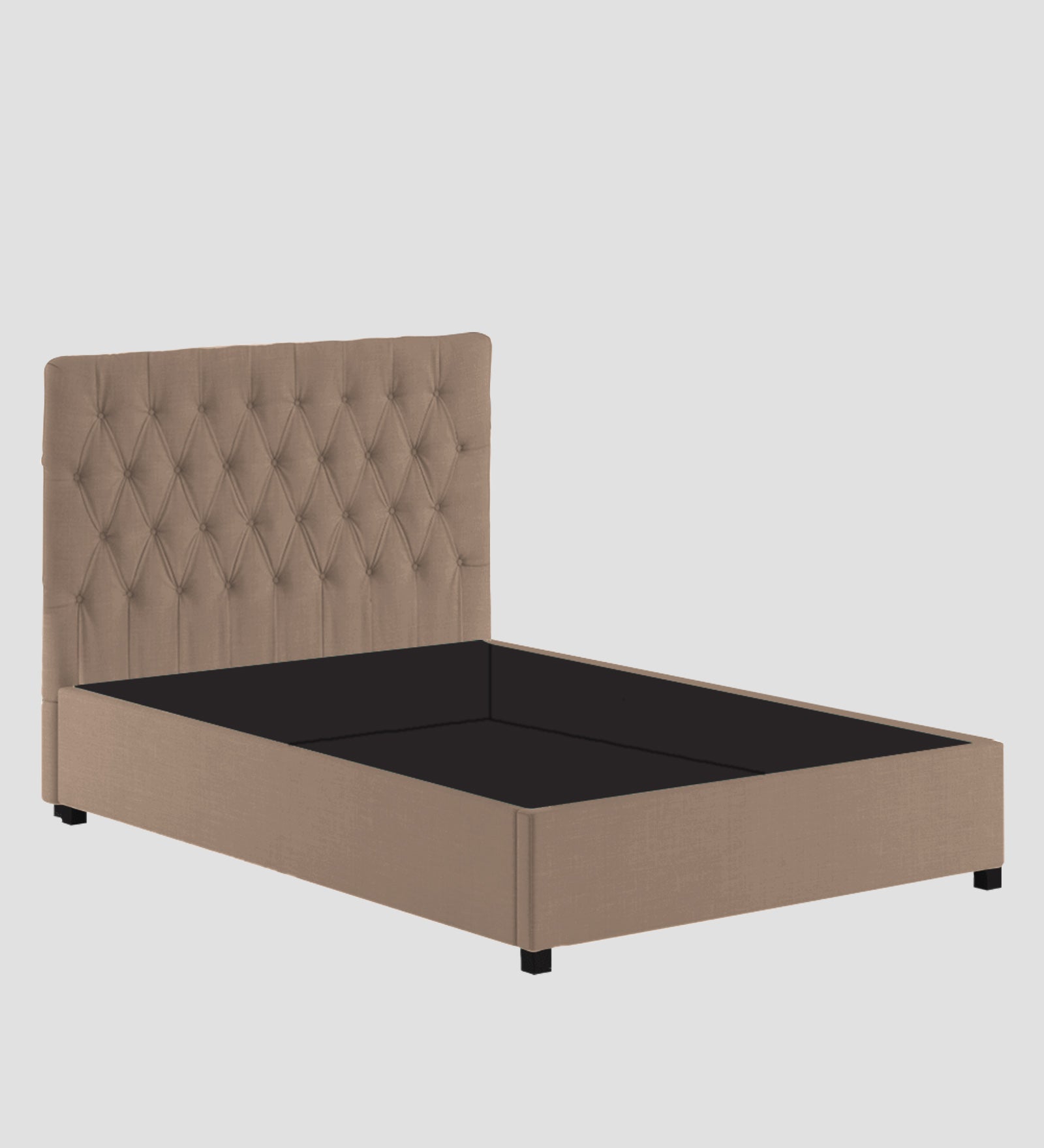 Isko Fabric King Size Bed In Cookie Beige Colour With Storage Box - Febonic Living