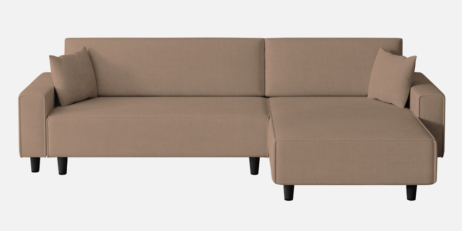 Peach Fabric Lhs 6 Seater Sofa Cum Bed With Storage In Cookie Beige Colour - Febonic Living