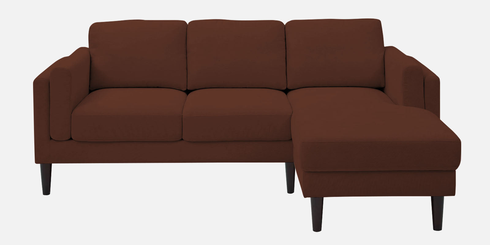 Creata Fabric LHS Sectional Sofa (2+Lounger) in Coffee Brown Colour by Febonic