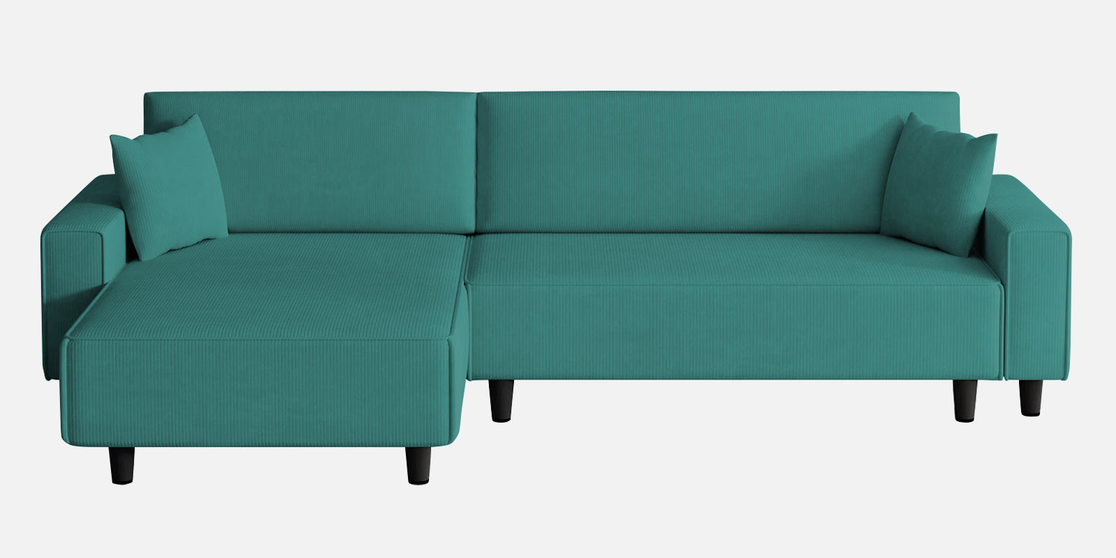 Peach Fabric RHS 6 Seater Sectional Sofa Cum Bed With Storage In Sea Green Colour