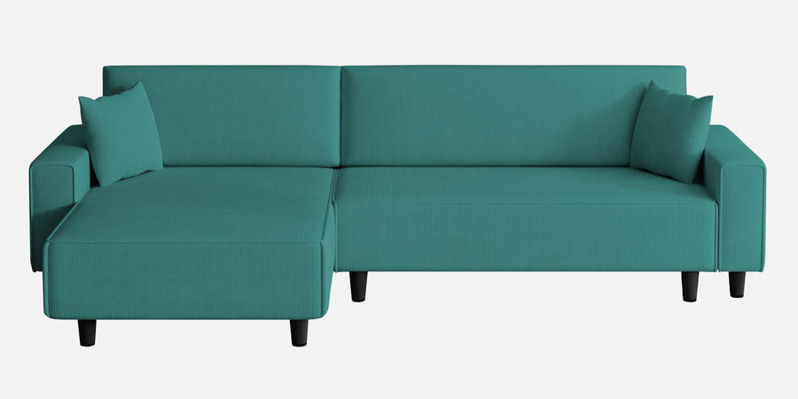 Peach Fabric Rhs 6 Seater Sofa Cum Bed With Storage In Sea Green Colour - Febonic Living