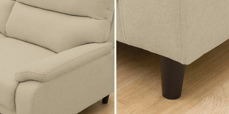 Zibby Fabric 3 Seater Sofa In Cotton Beige Colour - Febonic Living