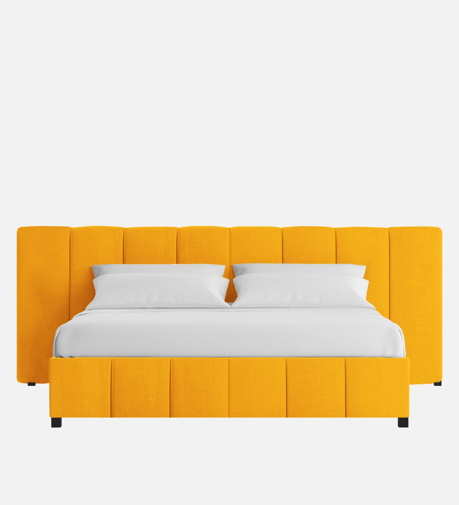 Nora Fabric King Size Bed In Bold Yellow Colour