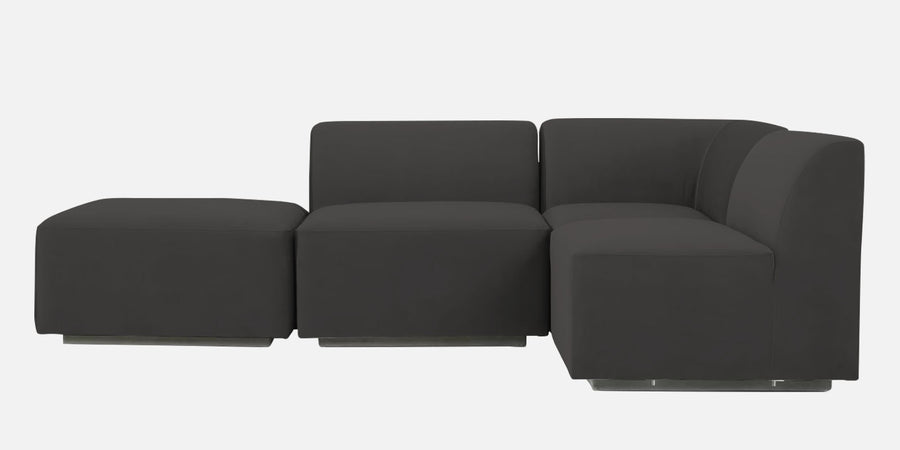 Bufa Velvet Lhs Sectional Sofa In Hory Grey Colour With Ottoman - Febonic Living