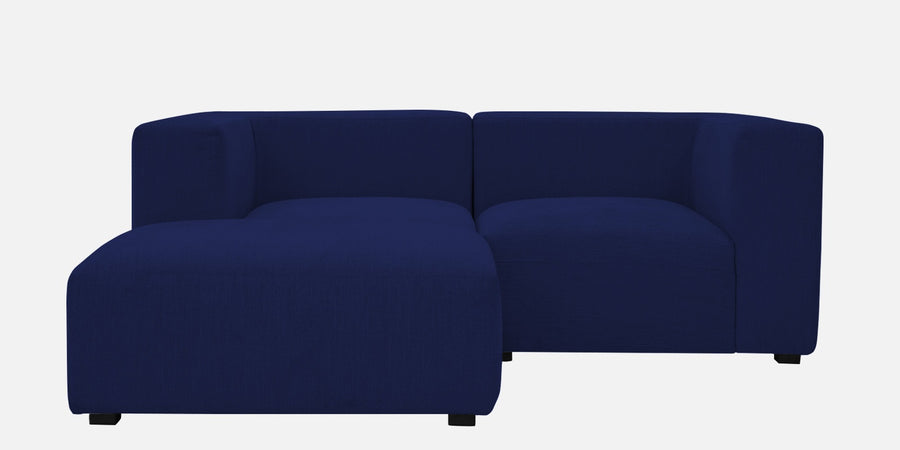 Dora Velvet Rhs Sectional Sofa 2 Ottoman Lounger In Indigo Blue Colour - Febonic Living