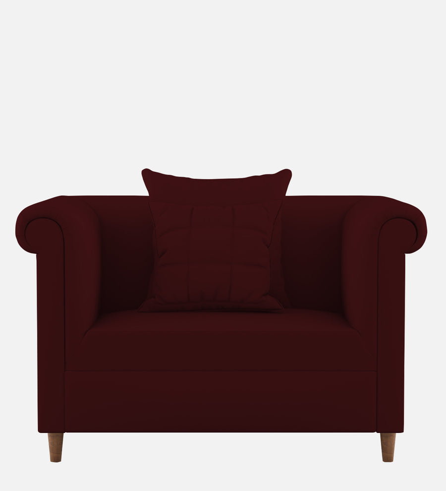 Rubi Velvet 1 Seater Sofa In Blood Maroon Colour - Febonic Living