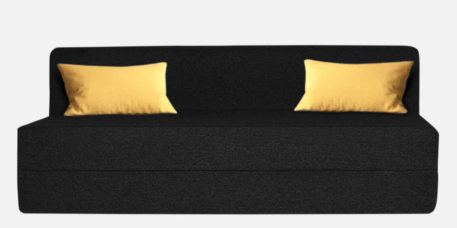Fleepy Fabric 3 Seater Foldable Sofa Cum Bed In Zed Black Colour - Febonic Living