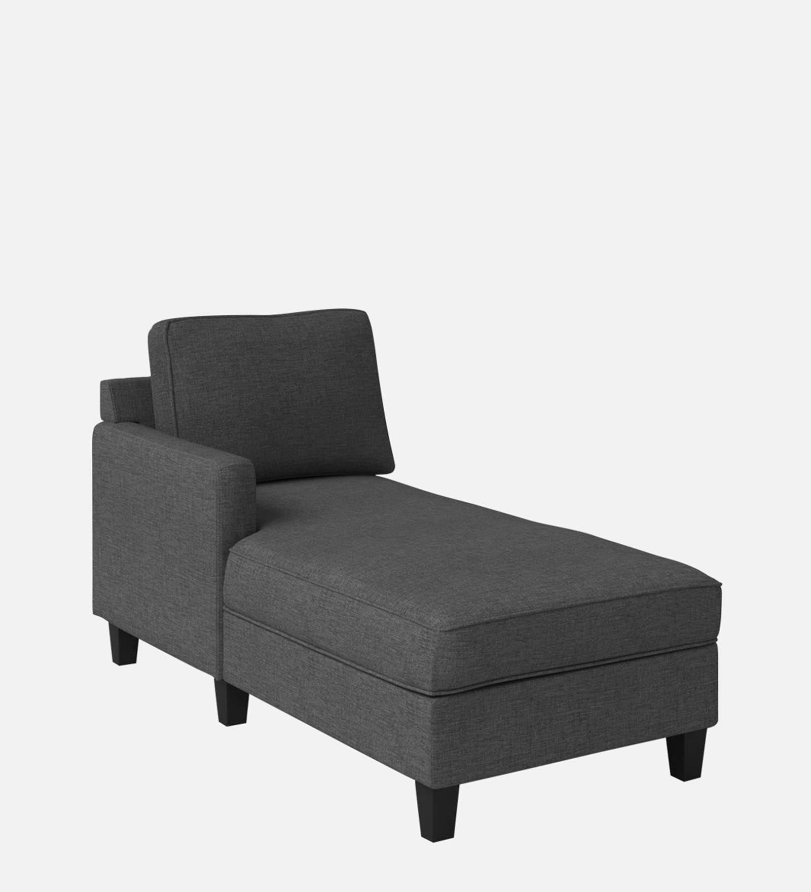 Royee Fabric LHS Chaise Lounger In Charcoal Grey Colour With Storage