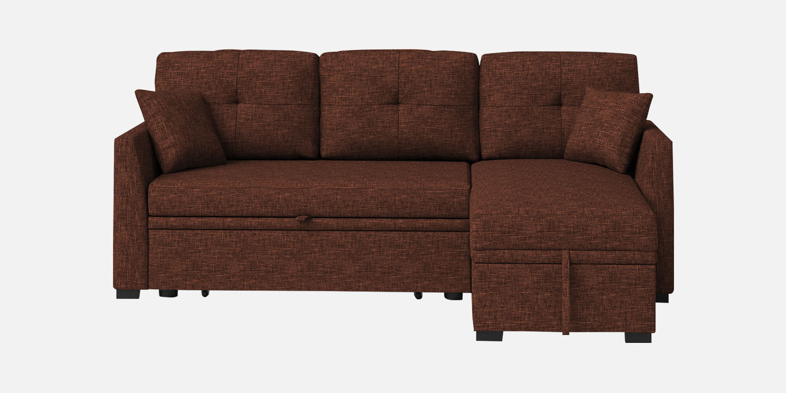 Jody Fabric 3 Seater Pull Out Sofa Cum Bed In Coffee Brown Colour