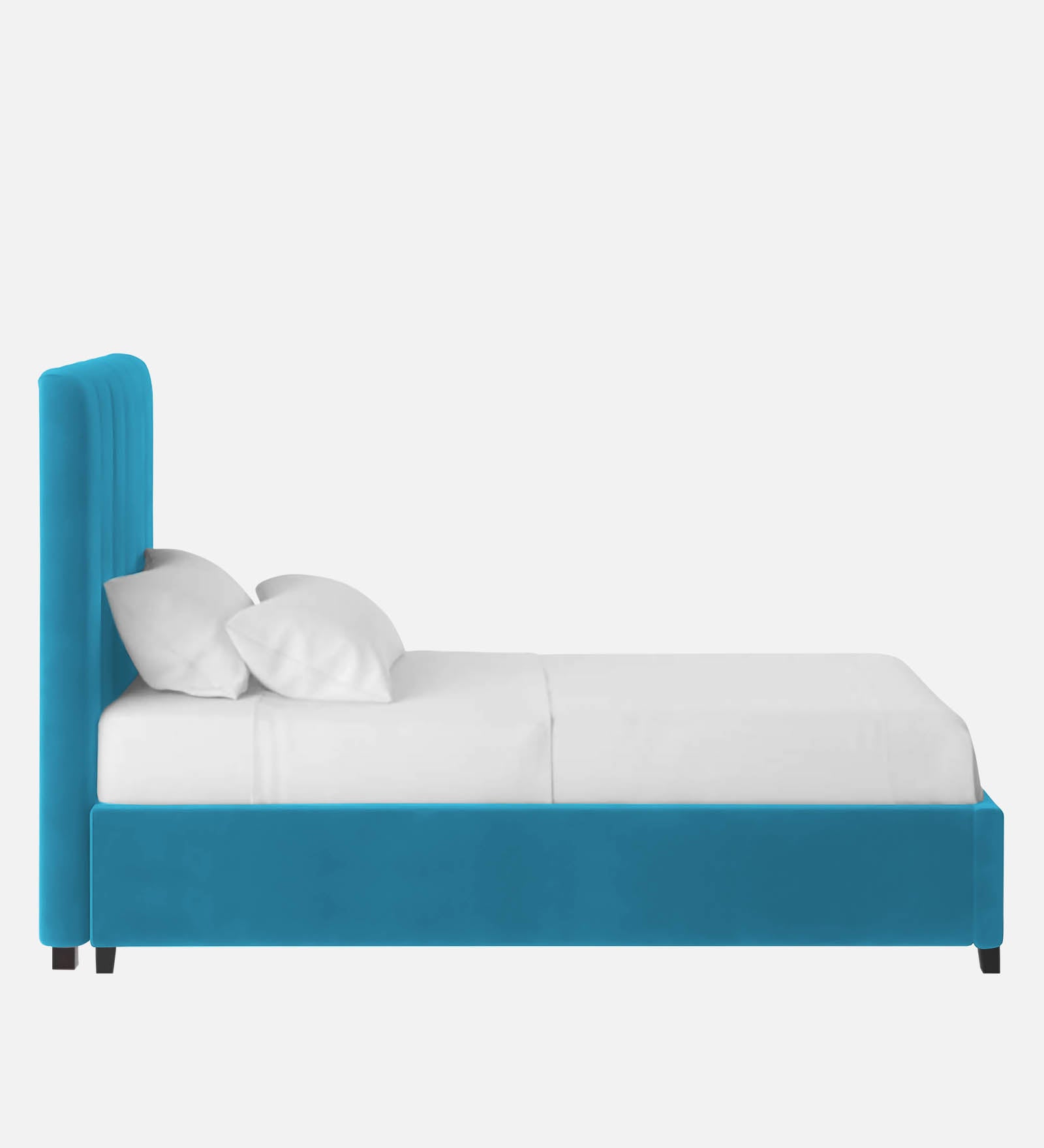 Lara Velvet Single Size Bed In Aqua Blue Colour