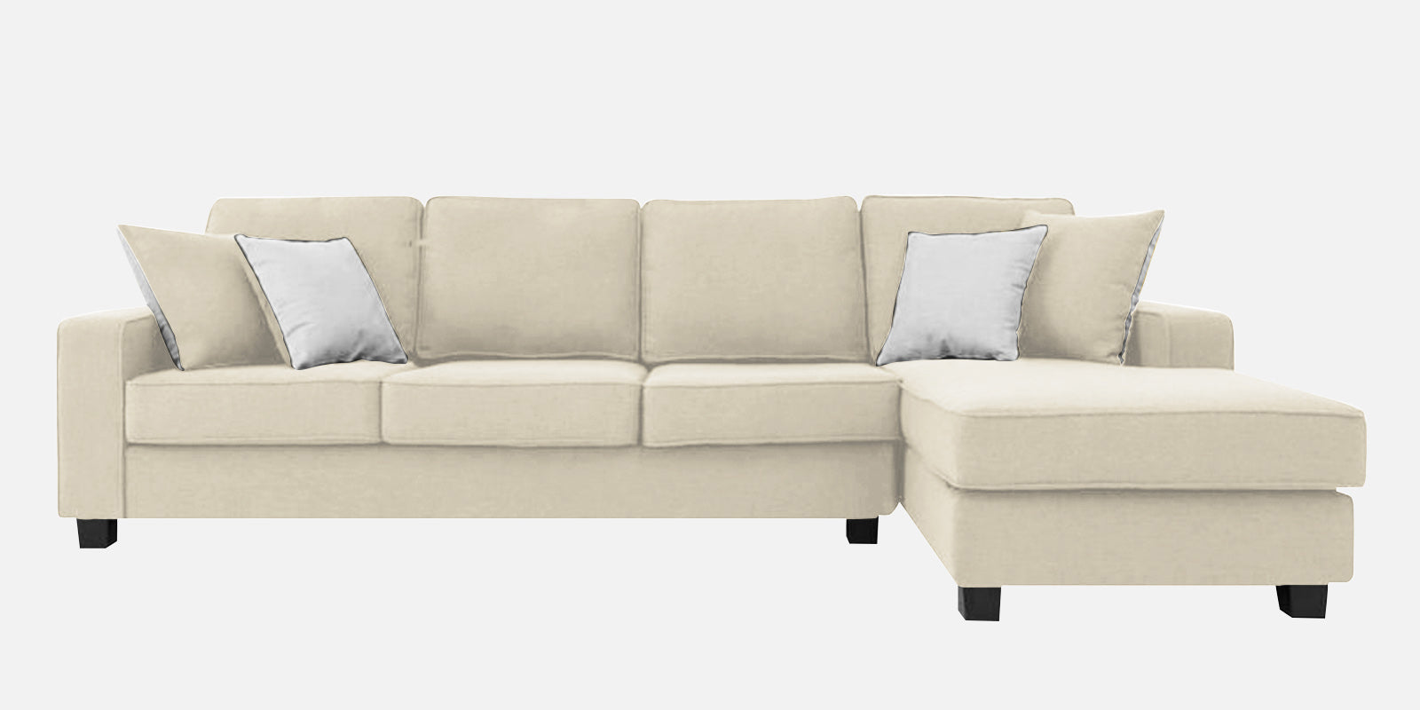 Ladybug Fabric LHS Sectional Sofa (3+Lounger) In Ivory Cream Colour