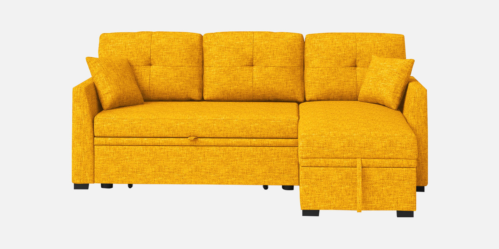 Jody Fabric 3 Seater Pull Out Sofa Cum Bed In Bold Yellow Colour