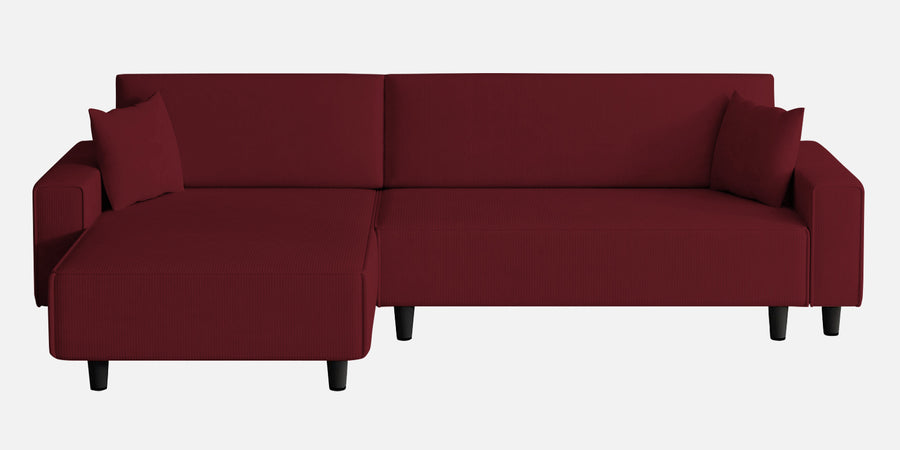 Peach Fabric Rhs 6 Seater Sofa Cum Bed With Storage In Blood Maroon Colour - Febonic Living