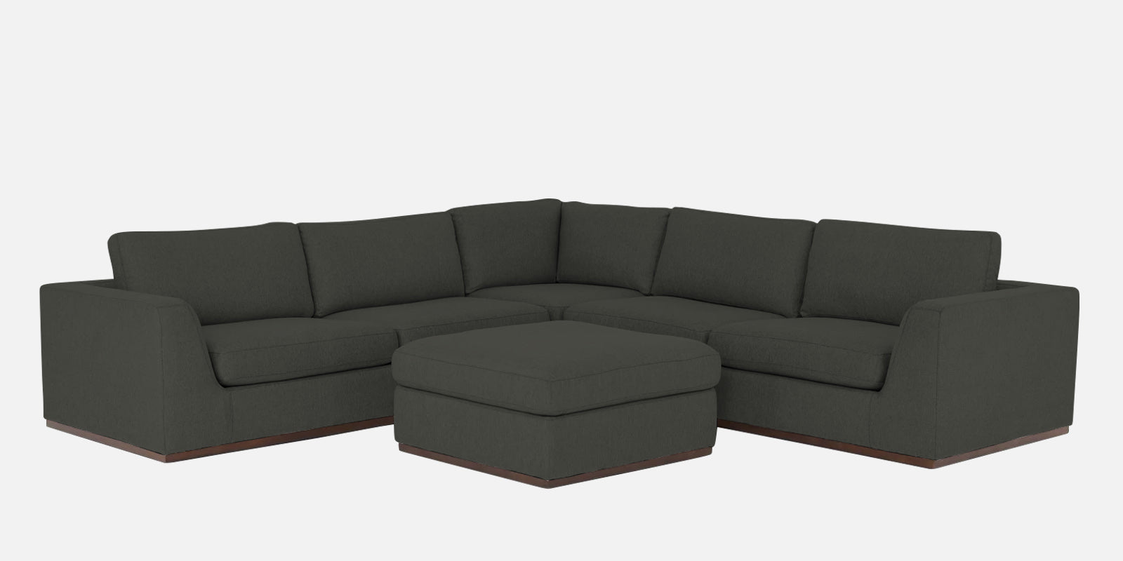 Freedom Velvet 6 Seater LHS Sectional Sofa In Hory Grey Colour With Ottoman