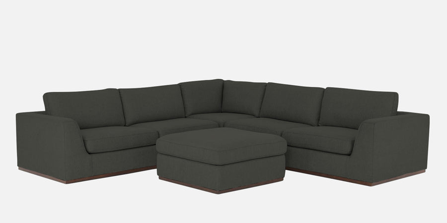 Freedom Velvet 6 Seater Lhs Corner Sofa In Hory Grey Colour With Ottoman - Febonic Living