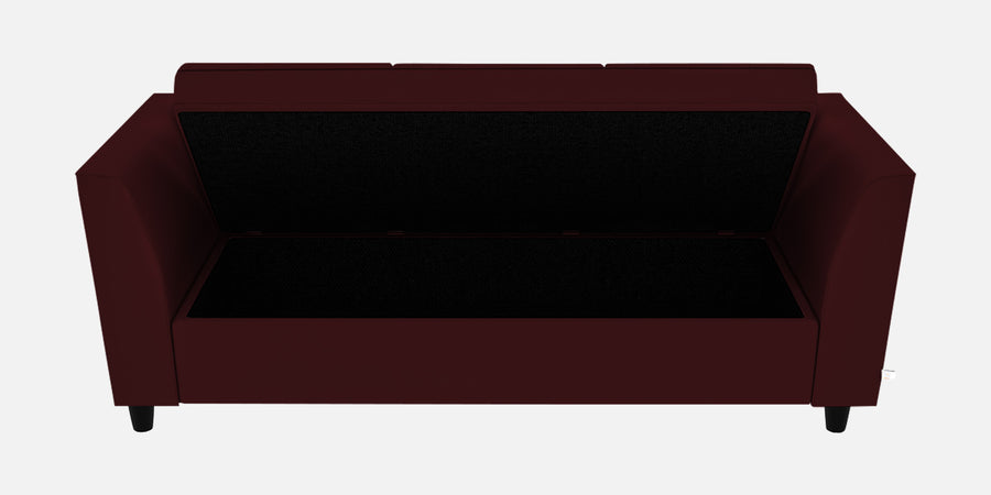 Bristo Velvet 3 Seater Sofa In Blood Maroon Colour With Storage - Febonic Living