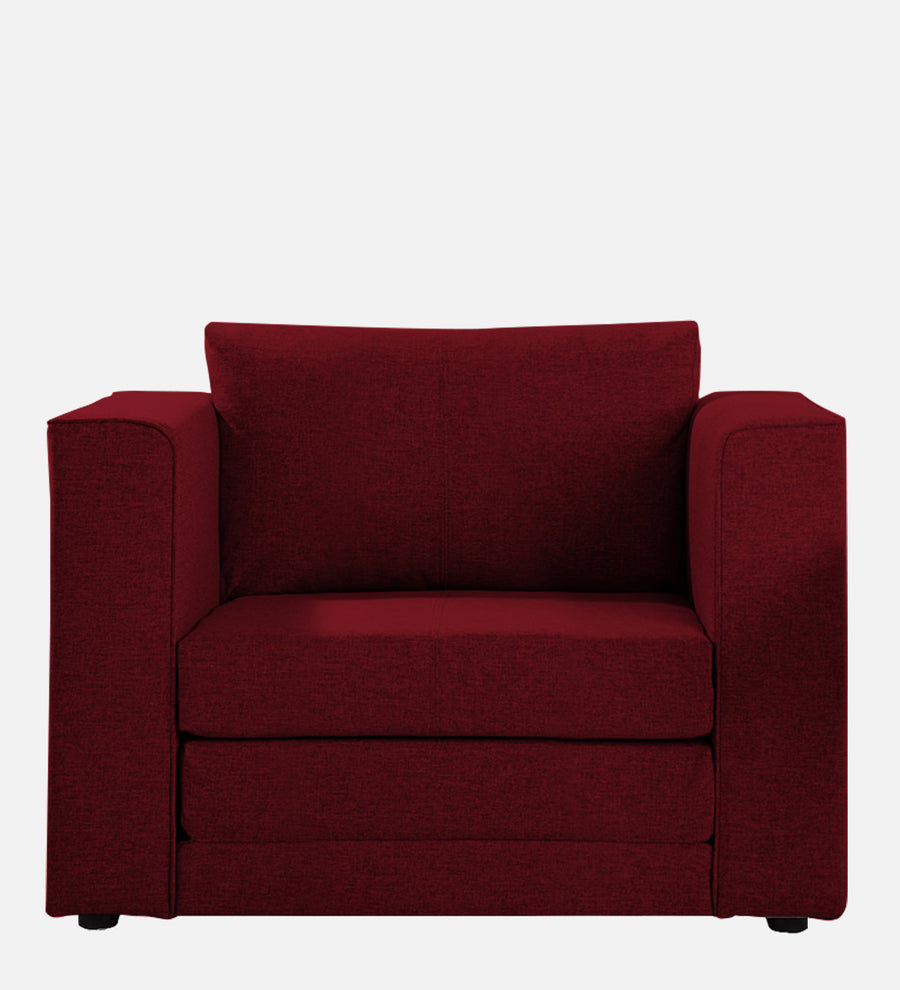 Kenia Fabric 1 Seater Foldable Sofa Cum Bed In Ruby Red Colour - Febonic Living