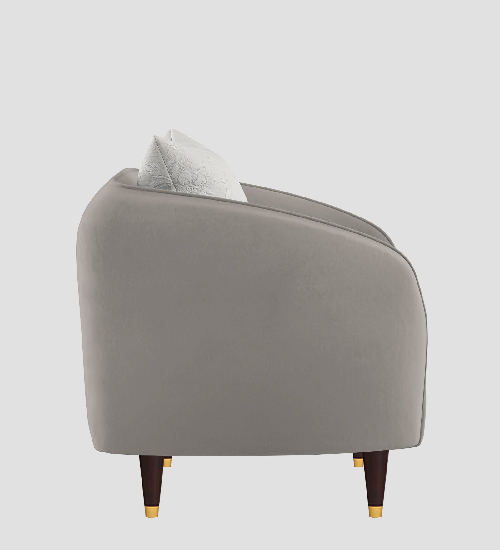 Hairo Velvet 1 Seater Sofa In  Echo Grey Colour - Febonic Living