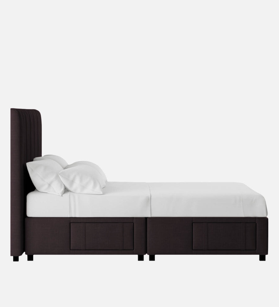 Nivi Fabric Upholstered Queen Size Bed In Cara Brown Colour With Drawer Storage - Febonic Living