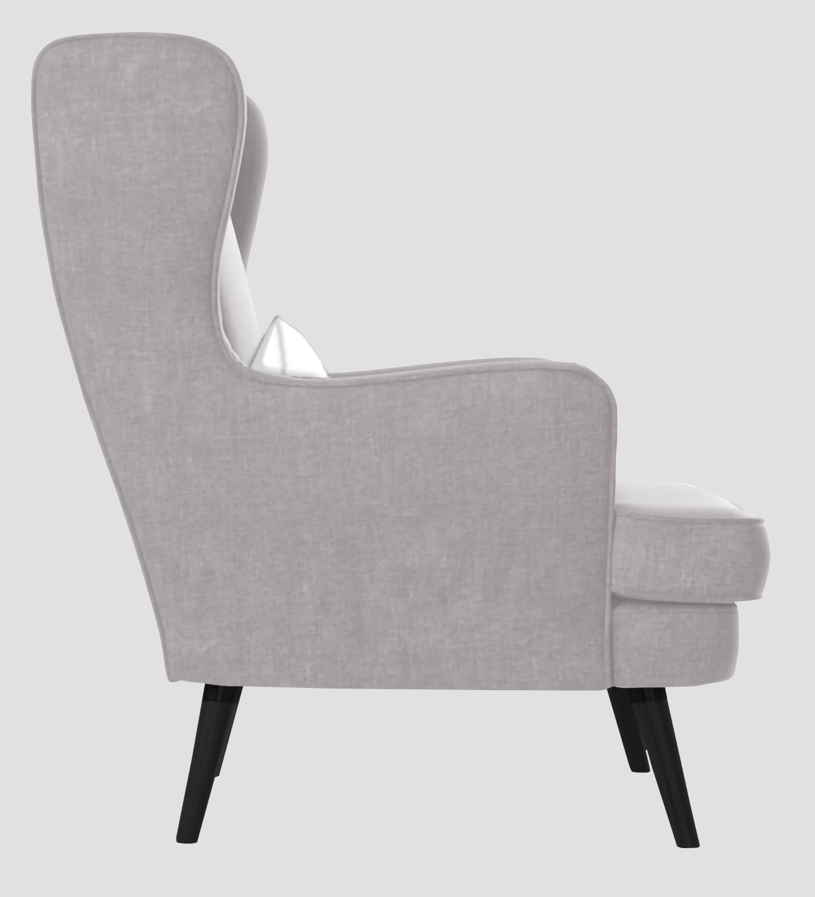 Niya Velvet 1 Seater Wing Chair in Concrete Grey Colour