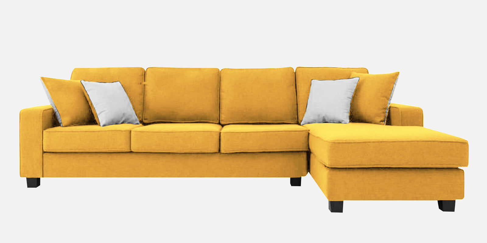 Ladybug Fabric LHS Sectional Sofa (3+Lounger) In Bold Yellow Colour