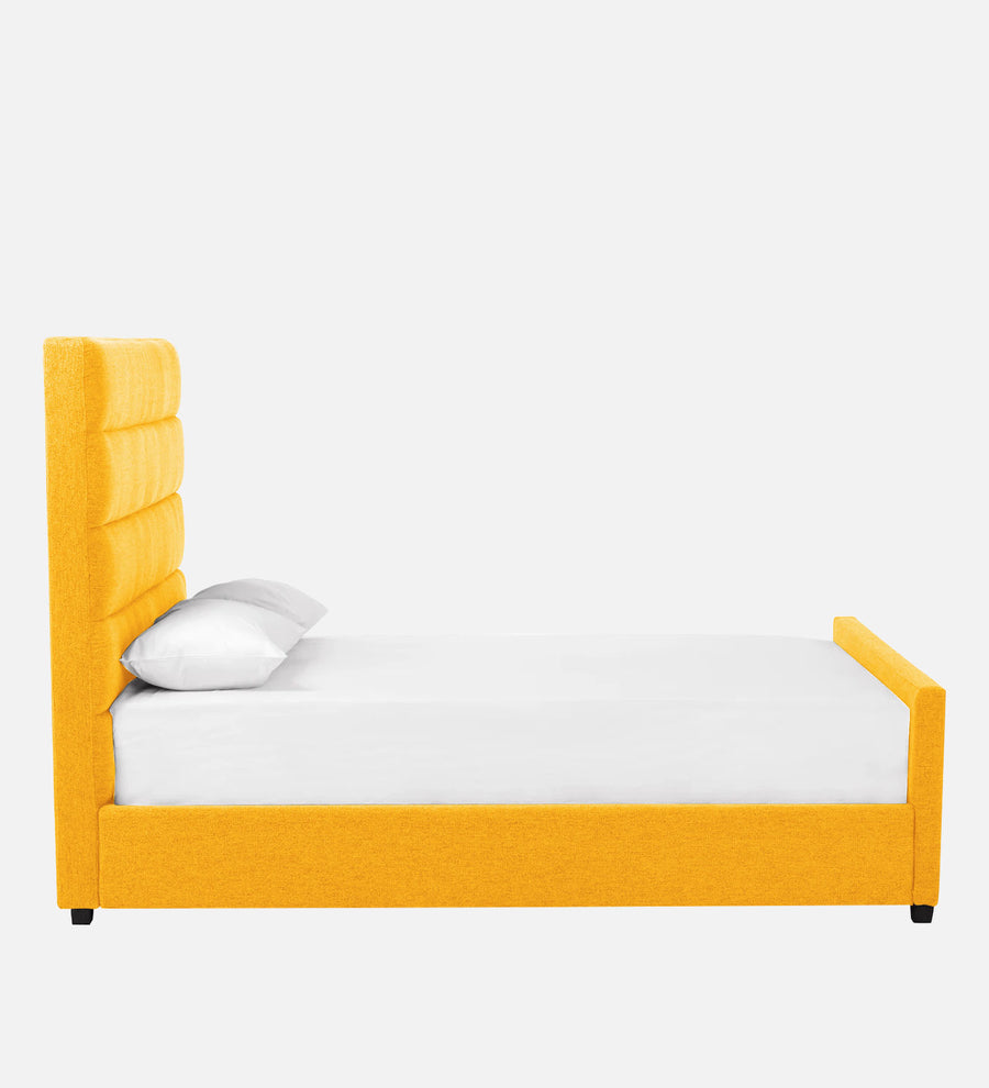 Pollen Fabric Upholstered Queen Size Bed In Bold Yellow Colour - Febonic Living