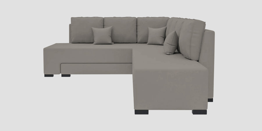 Corby Velvet Lhs 6 Seater Convertible Sofa Cum Bed In Echo Grey Colour - Febonic Living