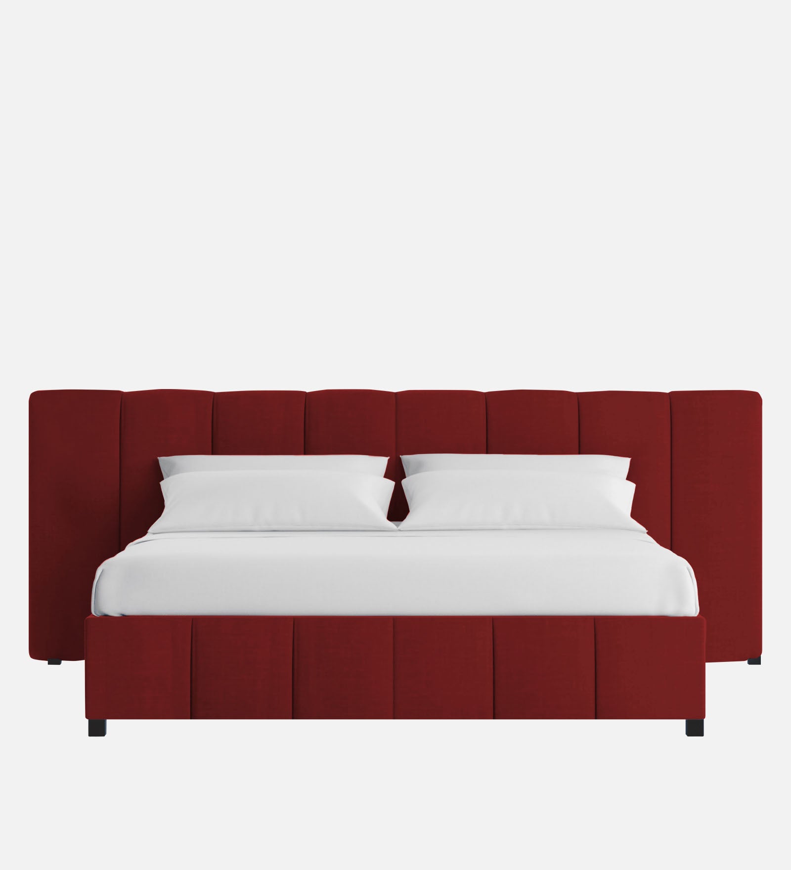 Nora Fabric Queen Size Bed In Blood Maroon Colour