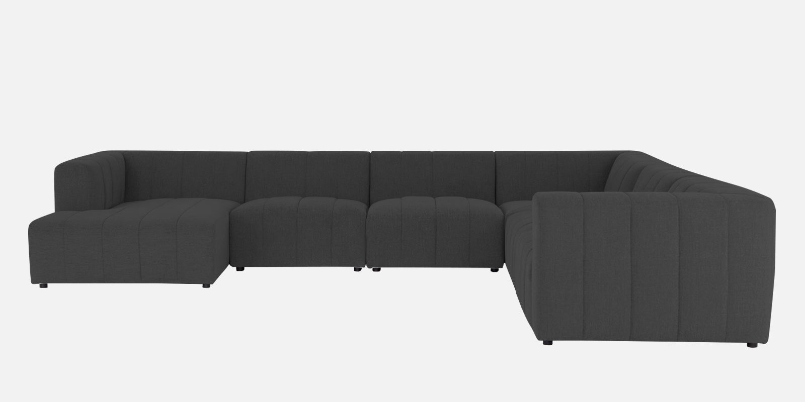 Damo Fabric RHS 8 Seater Sectional Sofa In Charcoal Grey Colour