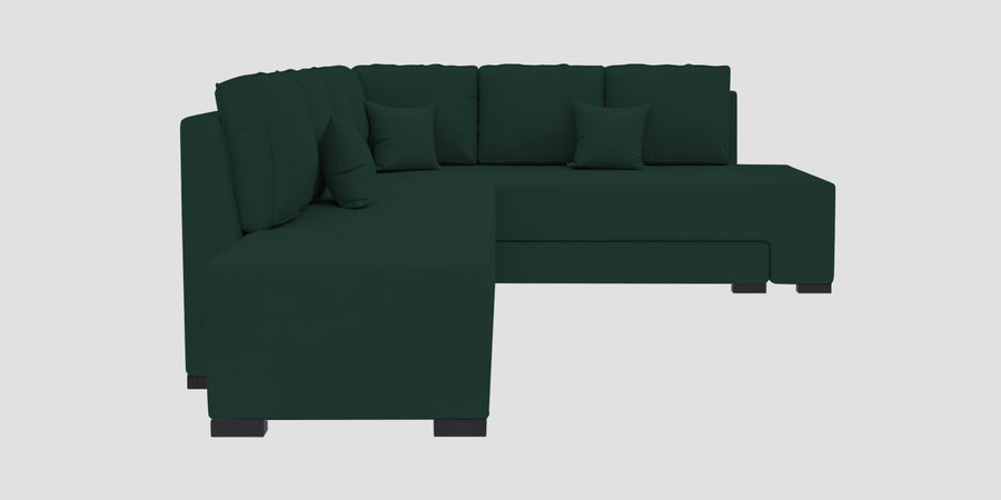 Corby Velvet Rhs 6 Seater Convertible Sofa Cum Bed In Forest Green Colour - Febonic Living