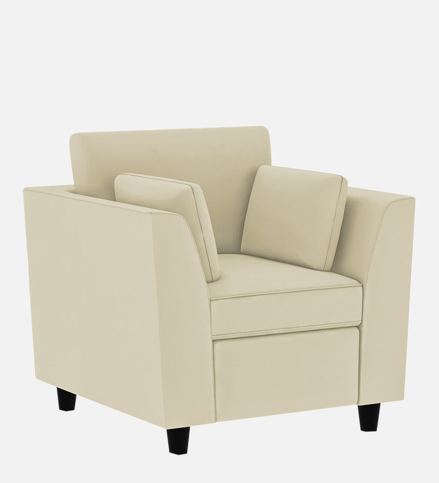 Bristo Velvet 1 Seater Sofa In Warm White Colour With Storage - Febonic Living