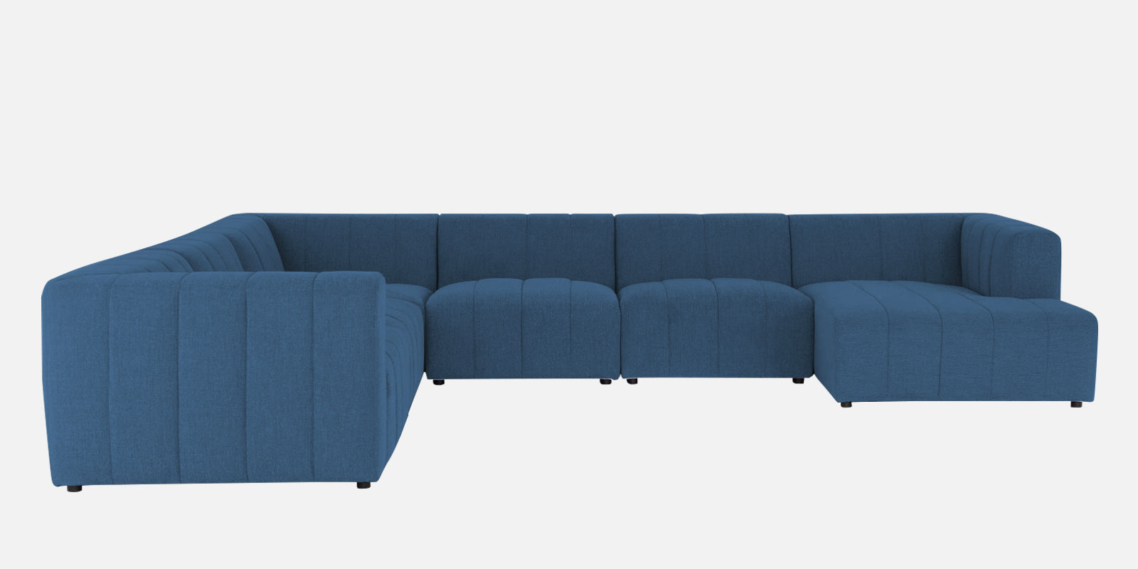 Damo Fabric LHS 8 Seater Sectional Sofa In Light Blue Colour