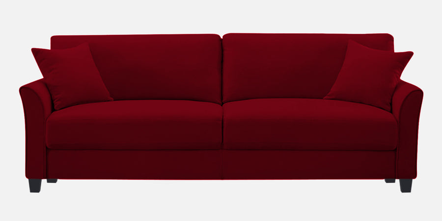 Daroo Velvet 3 Seater Sofa In Cherry Red Colour - Febonic Living
