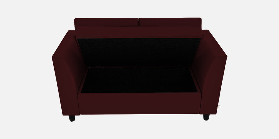 Bristo Velvet 2 Seater Sofa In Blood Maroon Colour With Storage - Febonic Living