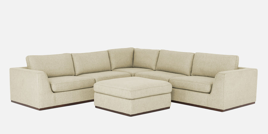 Freedom Velvet 6 Seater Lhs Corner Sofa In Warm White Colour With Ottoman - Febonic Living