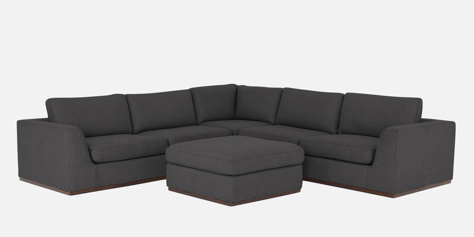 Freedom Velvet 6 Seater LHS Sectional Sofa In Davy Grey Colour With Ottoman