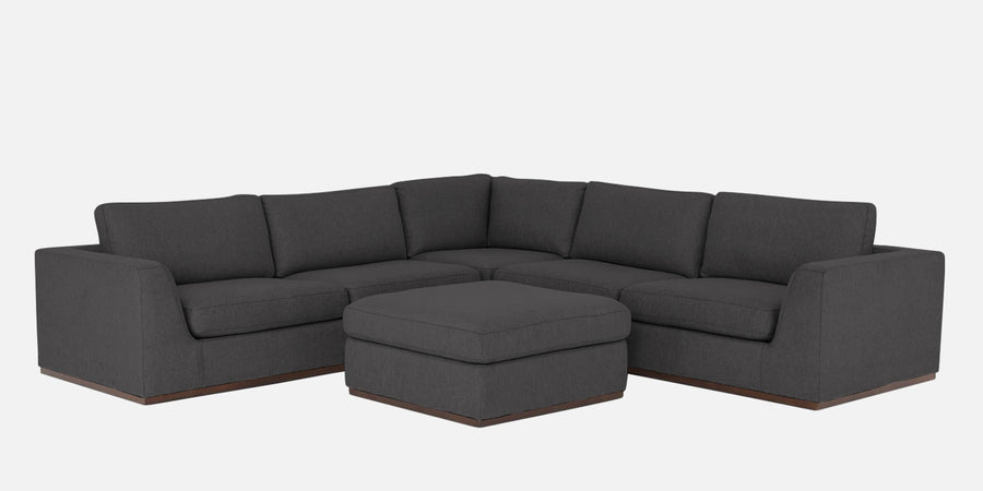 Freedom Velvet 6 Seater Lhs Corner Sofa In Davy Grey Colour With Ottoman - Febonic Living