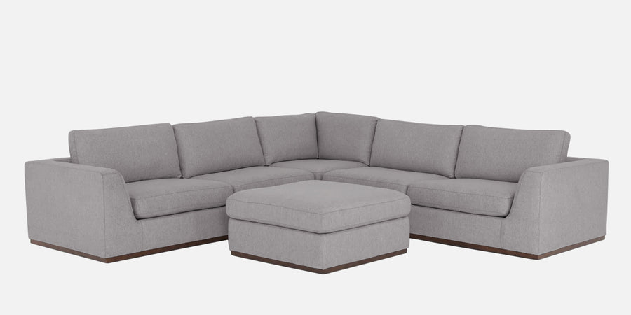 Freedom Velvet 6 Seater Rhs Corner Sofa In Concrete Grey Colour With Ottoman - Febonic Living