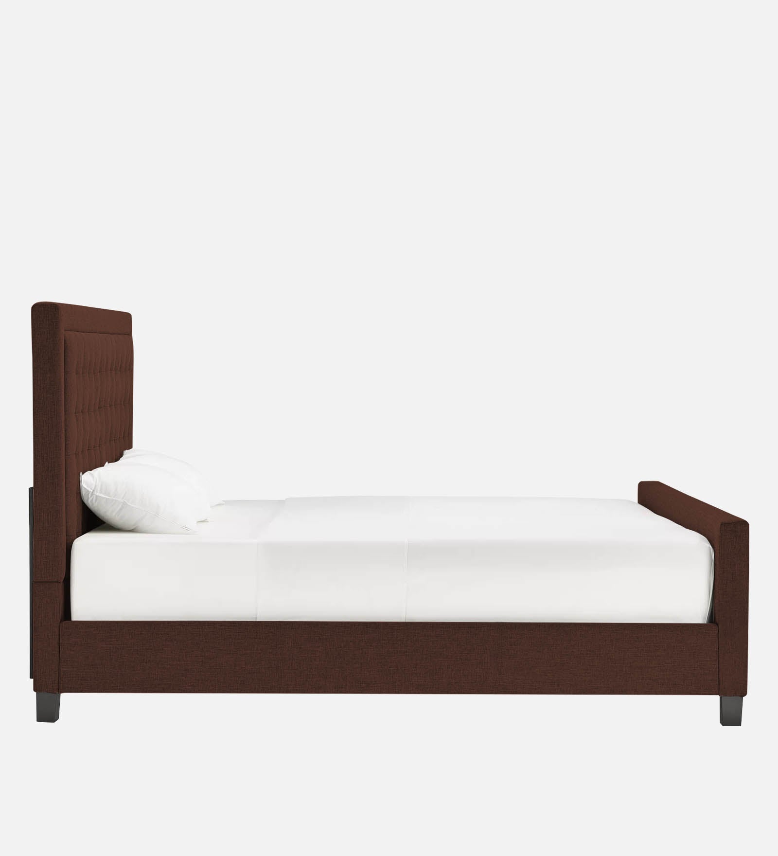 Kaster Fabric King Size Bed In Coffee Brown Colour