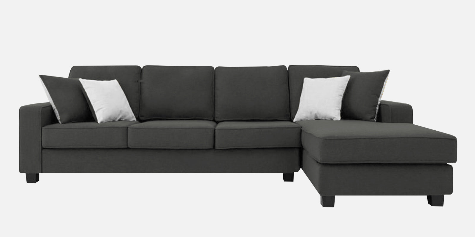 Ladybug Fabric LHS Sectional Sofa (3+Lounger) In Charcoal Grey Colour