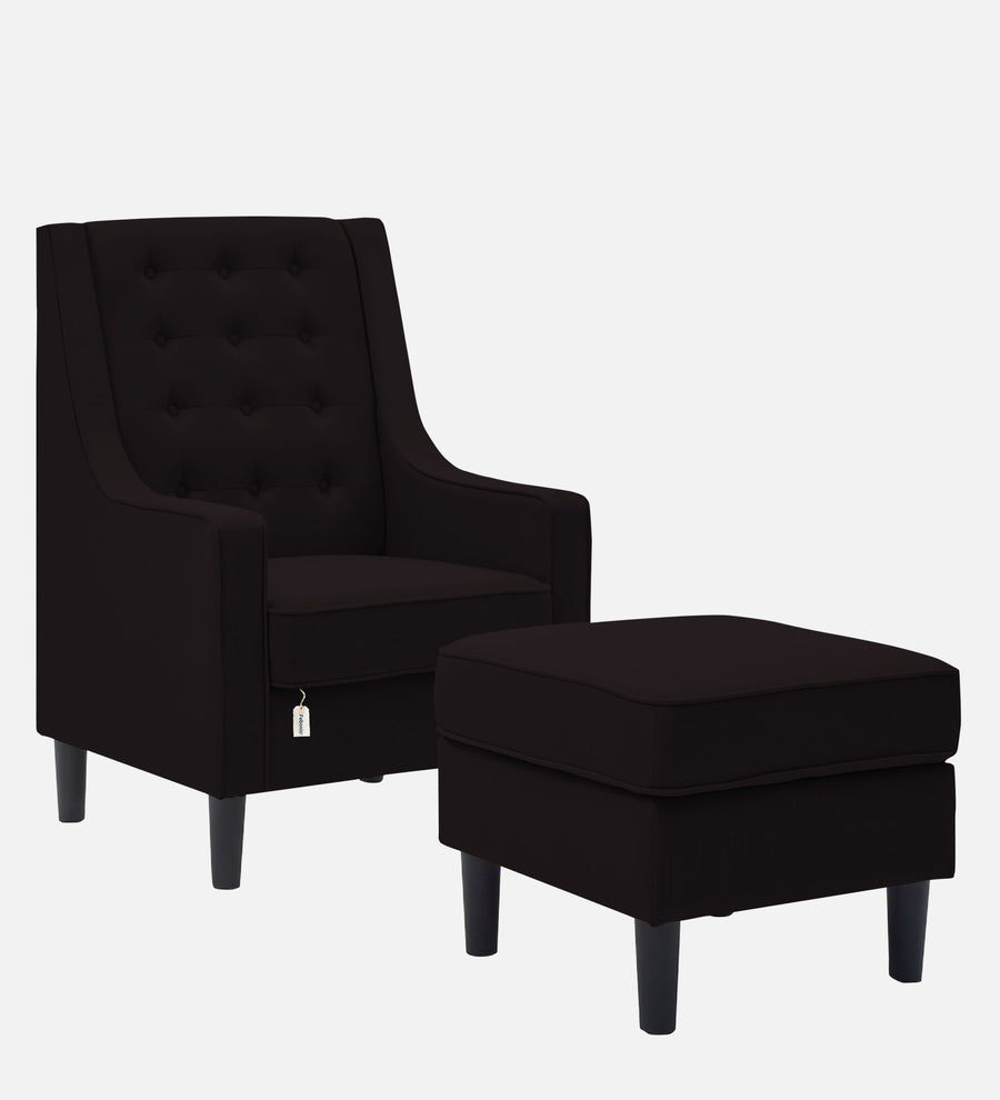 Sona Fabric Barrel Chair With Ottoman In Cara Brown Colour - Febonic Living