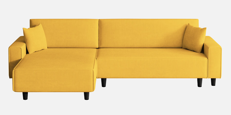 Peach Fabric Rhs 6 Seater Sofa Cum Bed With Storage In Bold Yellow Colour - Febonic Living