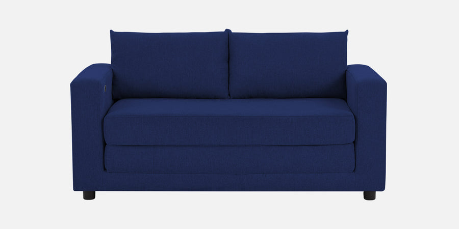 Roman Fabric 3 Seater Foldable Sofa Cum Bed In Royal Blue Colour With Usb Port - Febonic Living